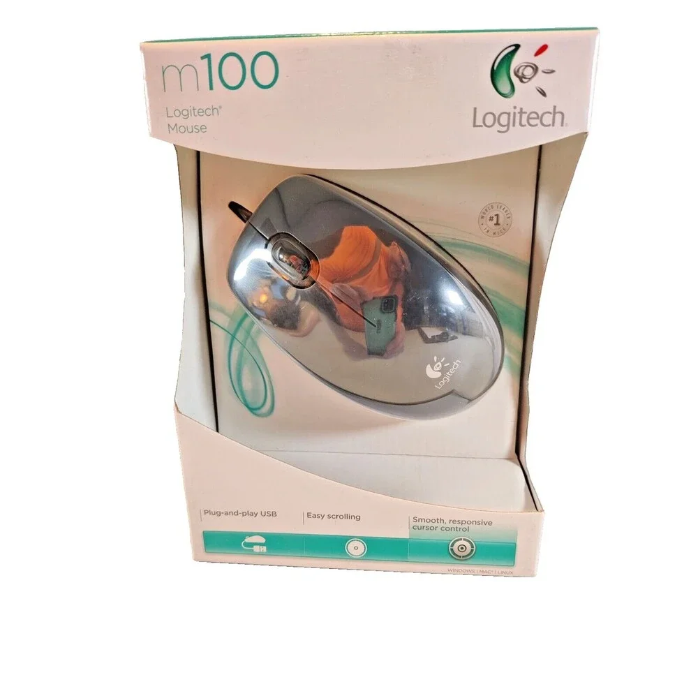 Logitech M100 Wired USB Mouse, 3-Buttons, Ambidextrous PC, Mac, Laptop - Black